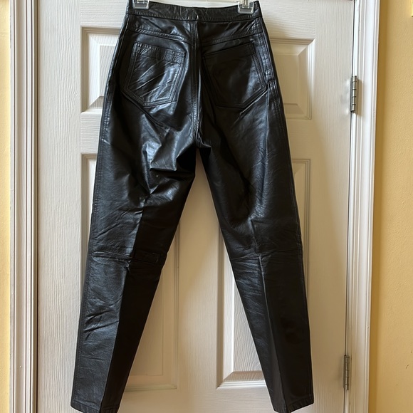 Vintage 100% Genuine Leather Pants, Black, Size 9/10. - Picture 4 of 7